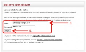 Account login form